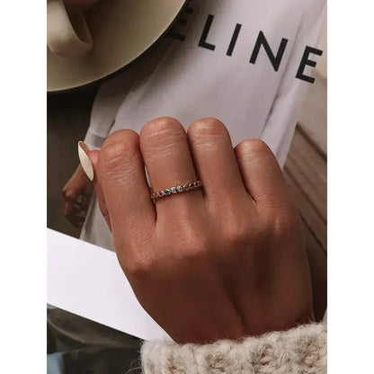 925 Sterling Silver Rainbow CZ Band Ring