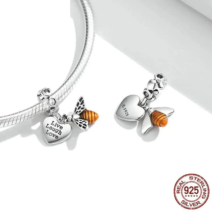 Breloque en argent sterling 925 amour maternel, pendentif pieds de bébé touchants pour bracelet