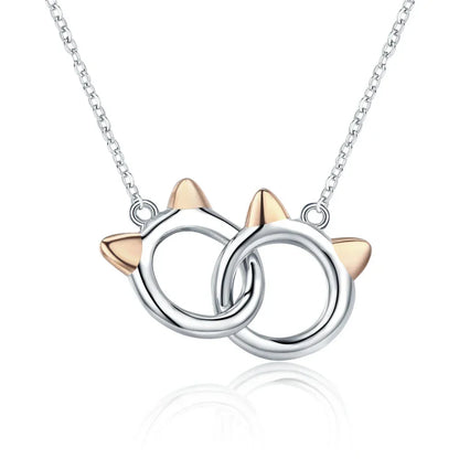 Cœurs connectés : Collier pendentif en argent sterling étoile/cœur/chat