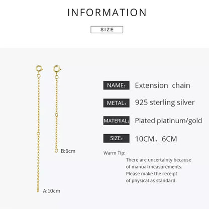 14K Gold Plated 925 Sterling Silver Necklace Extension Chains With Lobster Clasps For Diy Jewelry Making