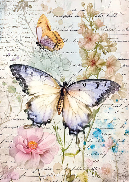 Papier de soie A4 6 pièces Papillons Fantaisistes