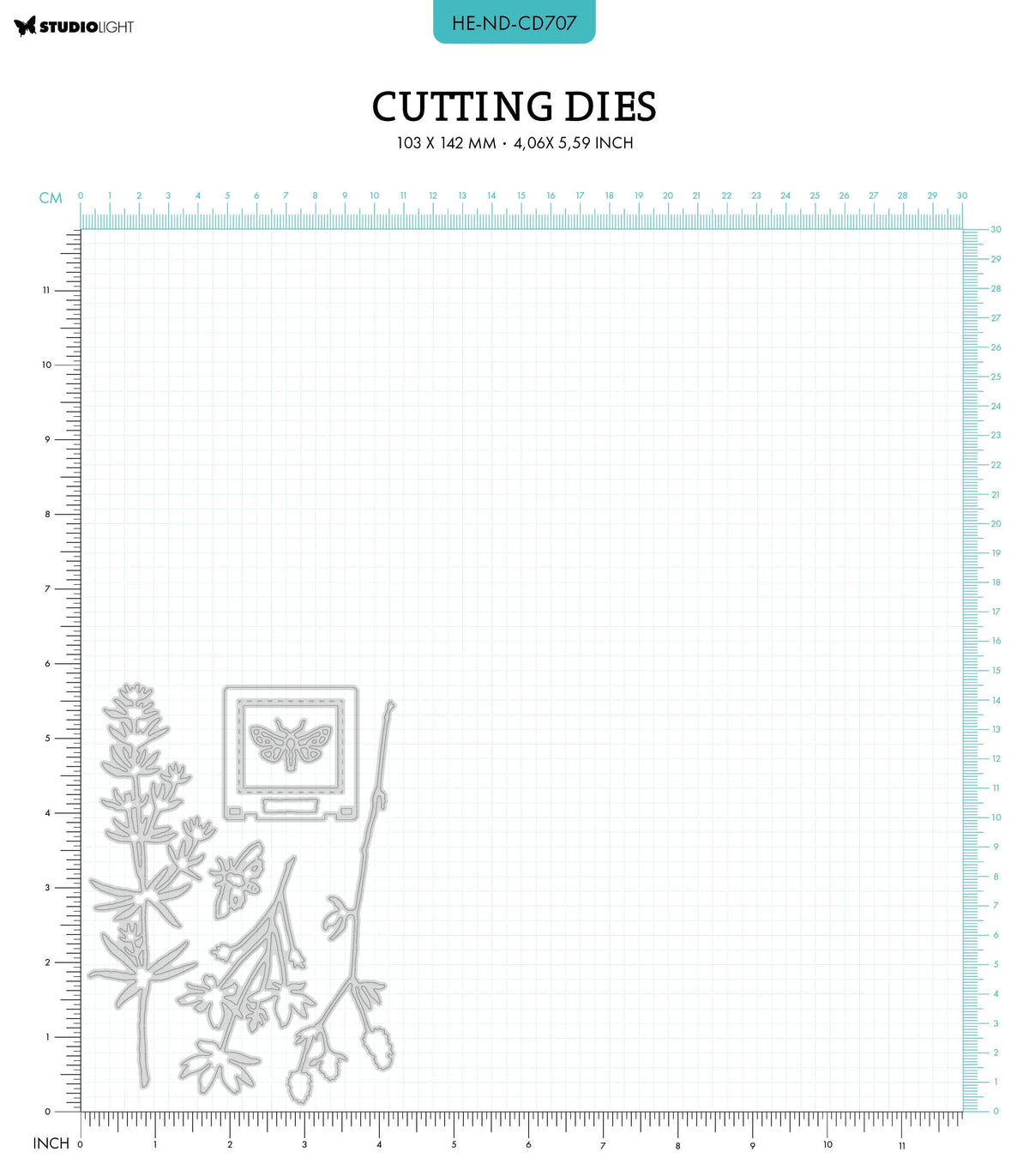 HEN Cutting Dies Long Botanical Twigs Natures Dream 103x142x1mm 8 PC nr.707