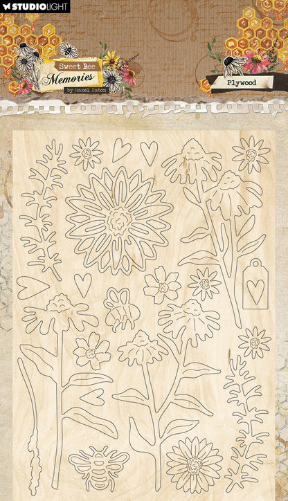 HE Plywood Elements Florals & Grunge Sweet Bee Memories 3 PC