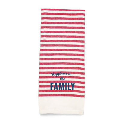Tea Towel Family Striped, Red