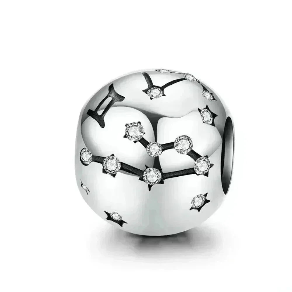 Perles Breloques Vintage en Argent Sterling 925 Signes Astrologiques Douze Constellations pour Bracelet Collier DIY