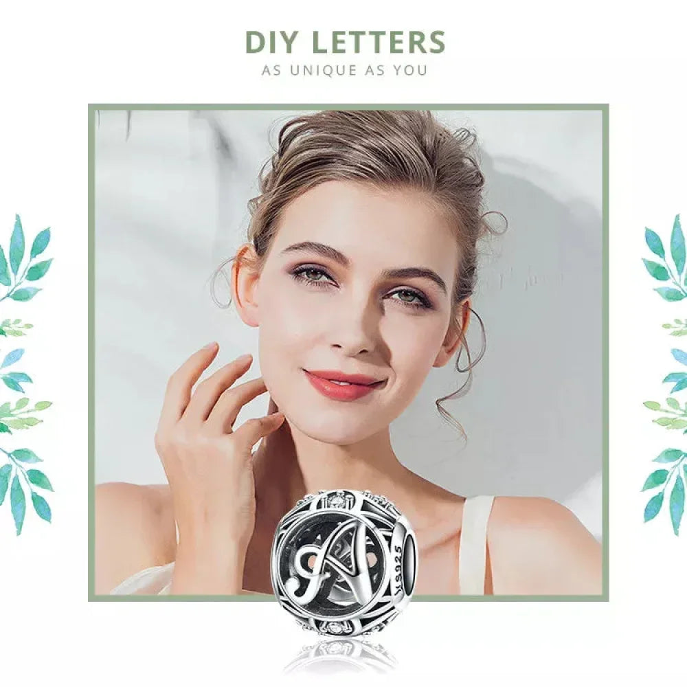 925 Sterling Silver Initial Charm Bead