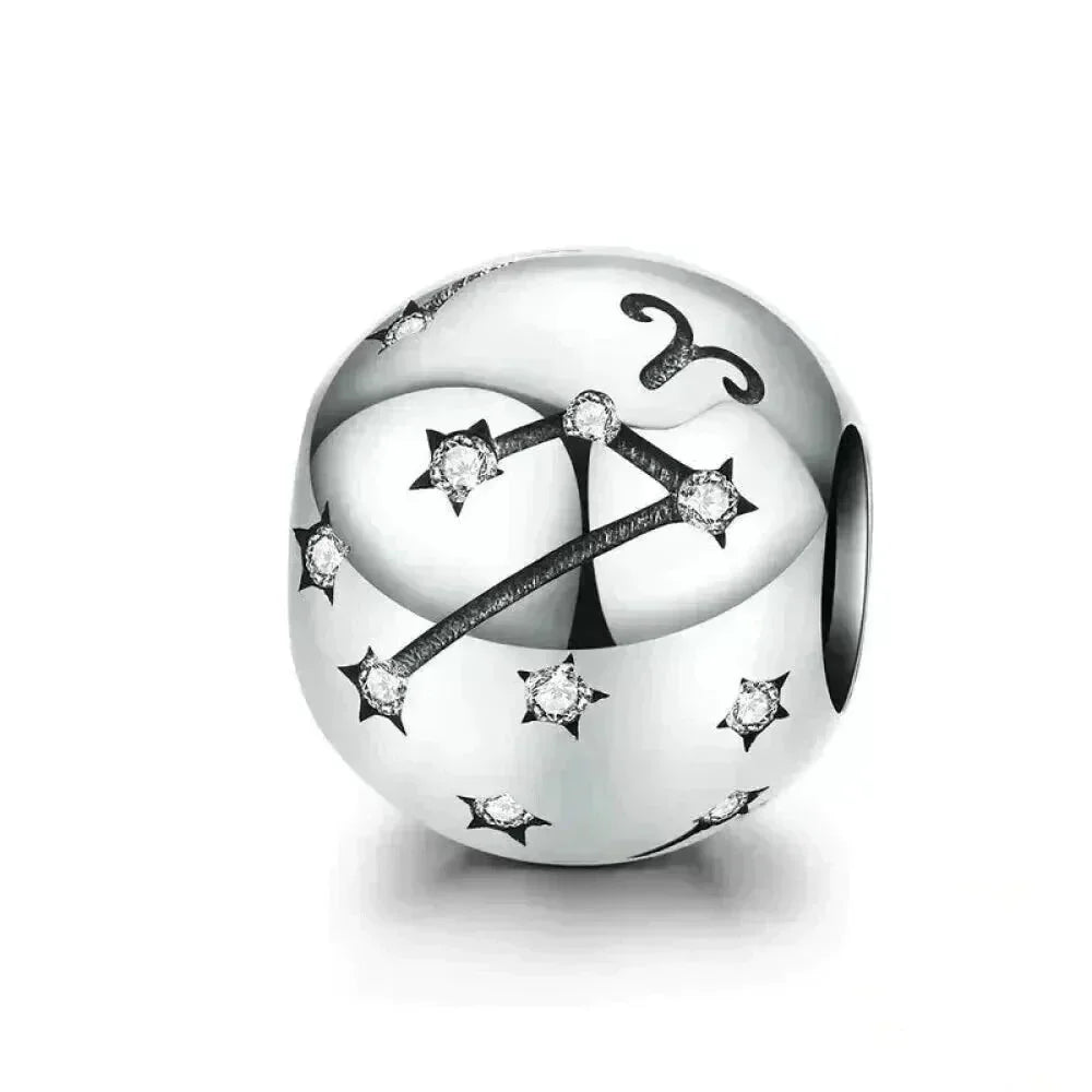 Perles Breloques Vintage en Argent Sterling 925 Signes Astrologiques Douze Constellations pour Bracelet Collier DIY