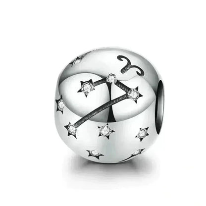 Perles Breloques Vintage en Argent Sterling 925 Signes Astrologiques Douze Constellations pour Bracelet Collier DIY