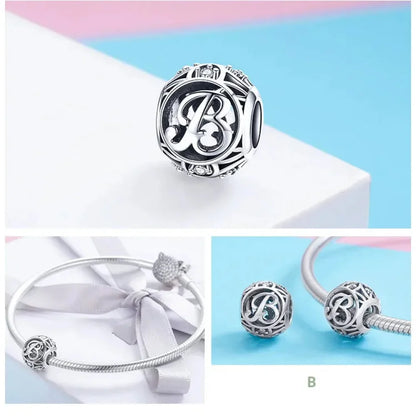925 Sterling Silver Initial Charm Bead