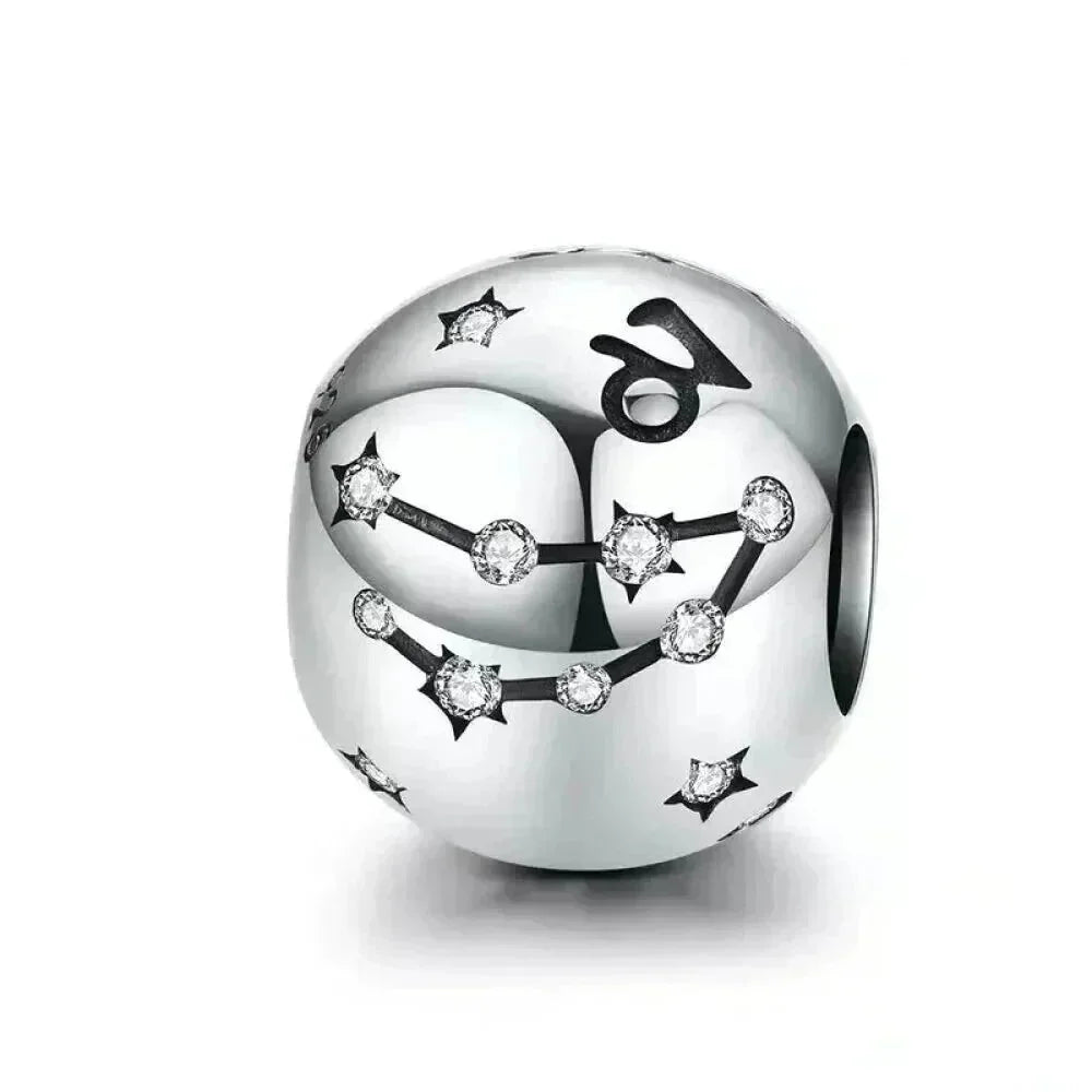 Perles Breloques Vintage en Argent Sterling 925 Signes Astrologiques Douze Constellations pour Bracelet Collier DIY