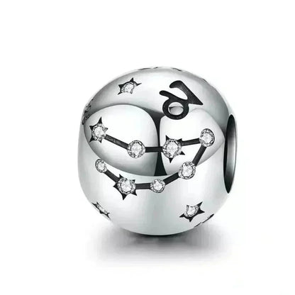Perles Breloques Vintage en Argent Sterling 925 Signes Astrologiques Douze Constellations pour Bracelet Collier DIY