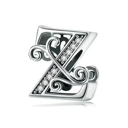 Pendentif Initiales en argent sterling 925 ajouré vintage