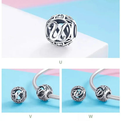 925 Sterling Silver Initial Charm Bead