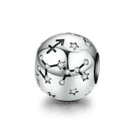 Perles Breloques Vintage en Argent Sterling 925 Signes Astrologiques Douze Constellations pour Bracelet Collier DIY