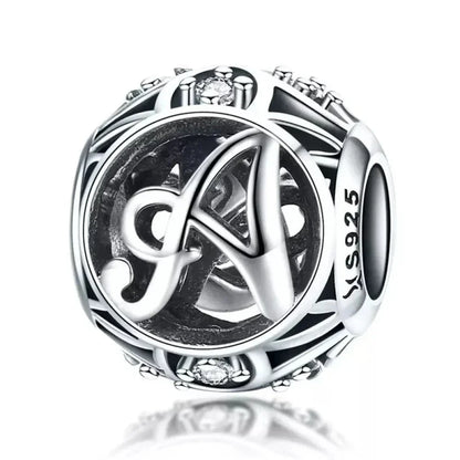 925 Sterling Silver Initial Charm Bead
