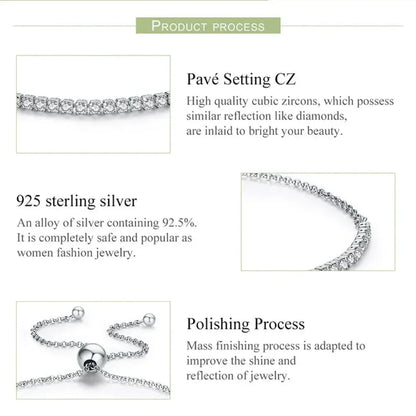 Bracelet de tennis en argent sterling avec oxydes de zirconium – Plaqué or 14K, réglable