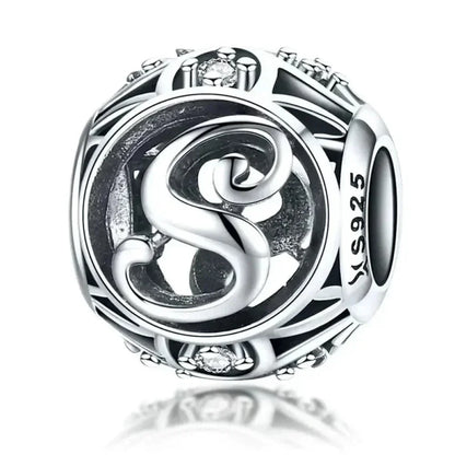 925 Sterling Silver Initial Charm Bead