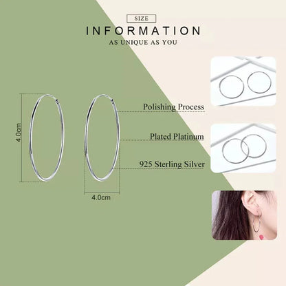 Grandes boucles d'oreilles créoles élégantes en argent sterling 925 pour femmes - Grandes créoles cercle sans fin (30/40 mm)