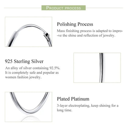 Grandes boucles d'oreilles créoles élégantes en argent sterling 925 pour femmes - Grandes créoles cercle sans fin (30/40 mm)