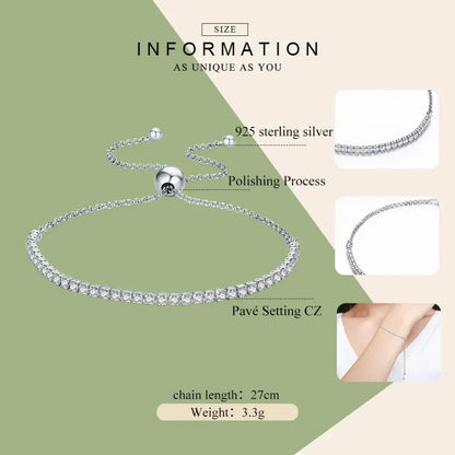 Bracelet de tennis en argent sterling avec oxydes de zirconium – Plaqué or 14K, réglable