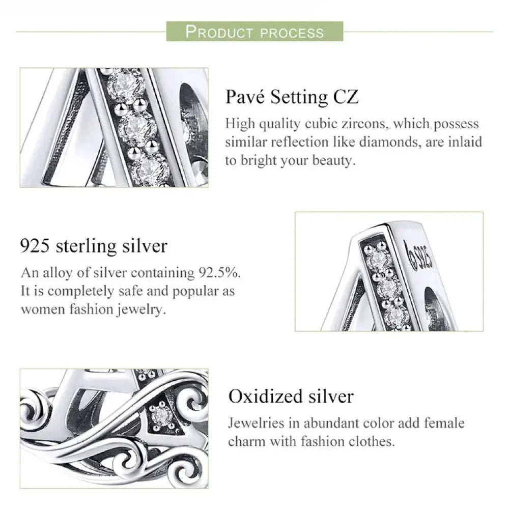 Pendentif Initiales en argent sterling 925 ajouré vintage