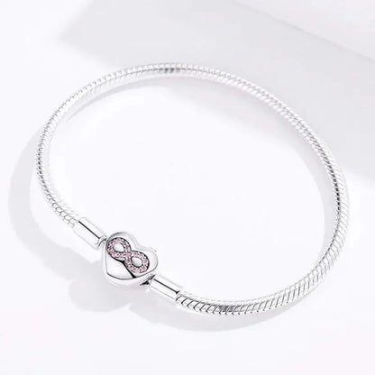 Sterling Silver Infinity Heart Bracelet with CZ
