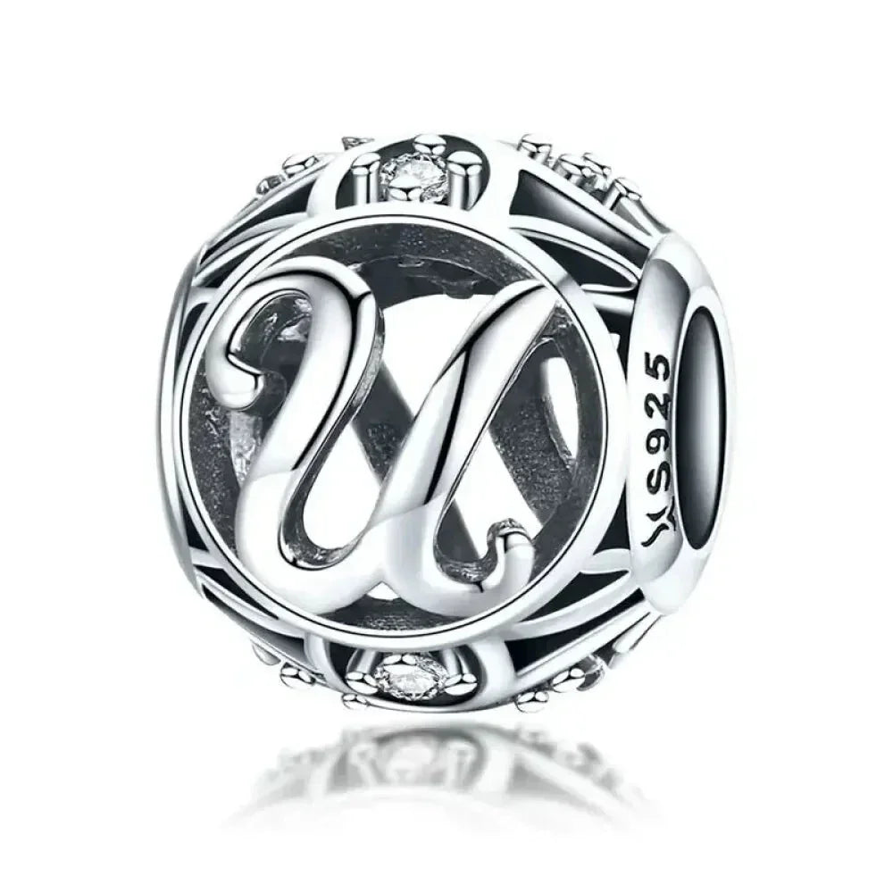925 Sterling Silver Initial Charm Bead