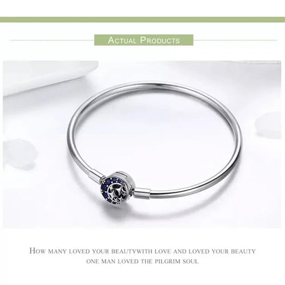 Sterling Silver Snake Chain Bangle Bracelet with CZ Pavé
