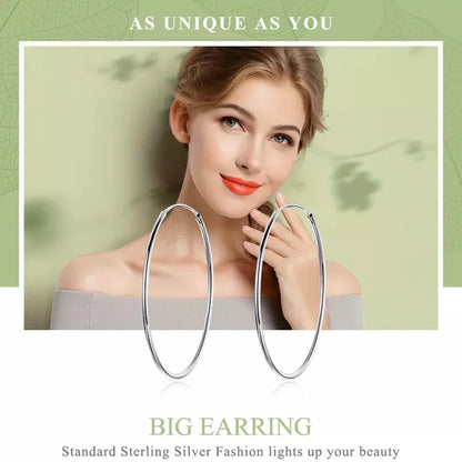 Grandes boucles d'oreilles créoles élégantes en argent sterling 925 pour femmes - Grandes créoles cercle sans fin (30/40 mm)