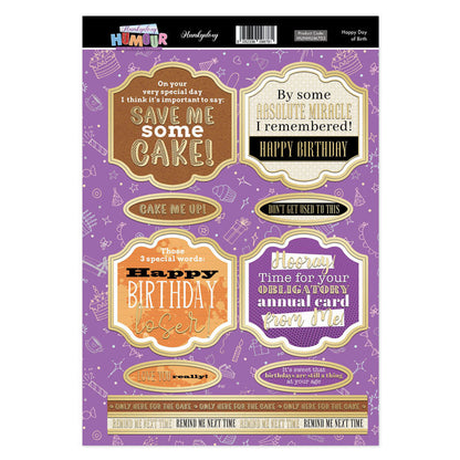 Hunkydory Humour Feuille de toppers - Joyeux anniversaire
