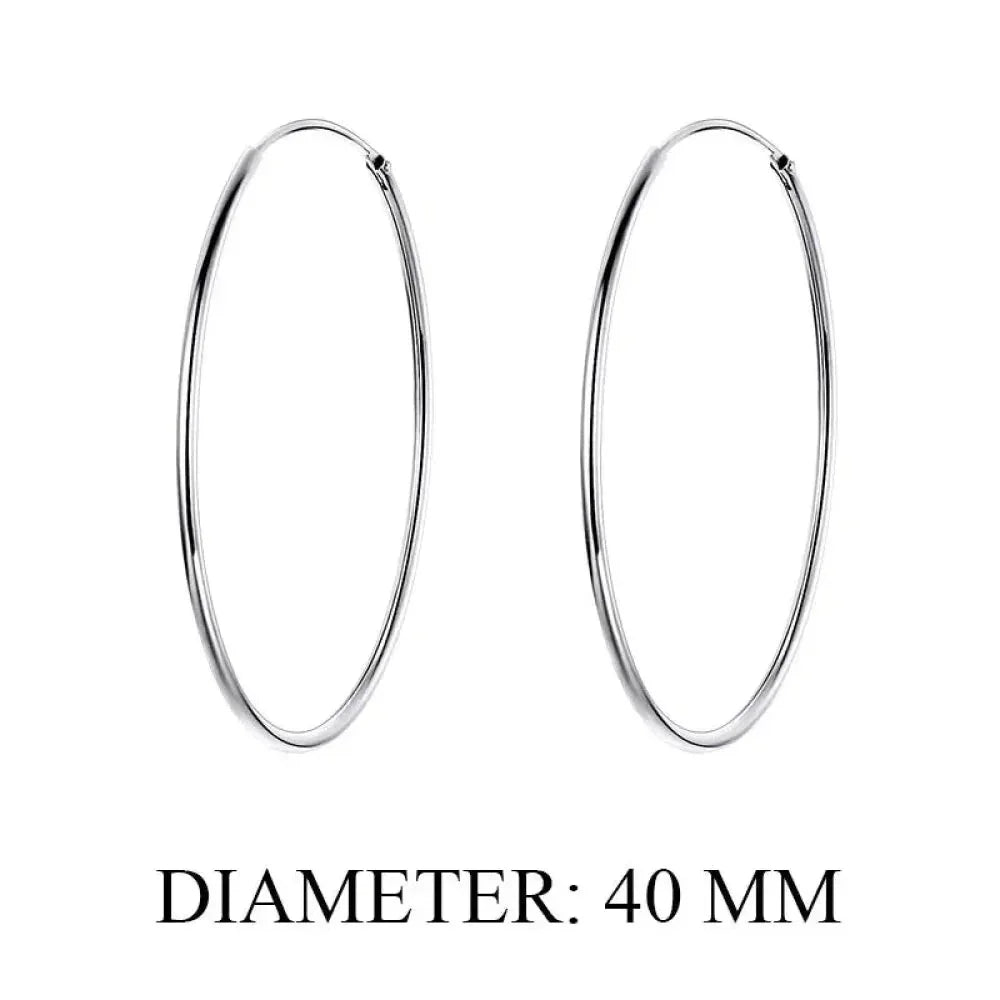 Grandes boucles d'oreilles créoles élégantes en argent sterling 925 pour femmes - Grandes créoles cercle sans fin (30/40 mm)