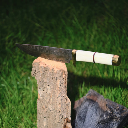 Haruto Bowie Knife - Camel Bone Handle 7.5 inch with leather Sheath