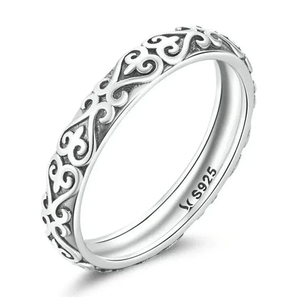 Bague fleurie gaufrée vintage en argent sterling 925