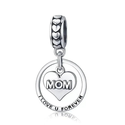 Breloque en argent sterling 925 amour maternel, pendentif pieds de bébé touchants pour bracelet