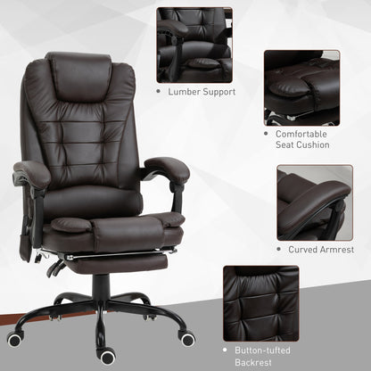 Declan Executive Office Chair with 7-Point Massage and Reclining Features-Brown