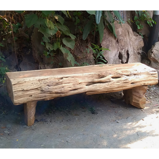 Banc en rondins - teck ancien