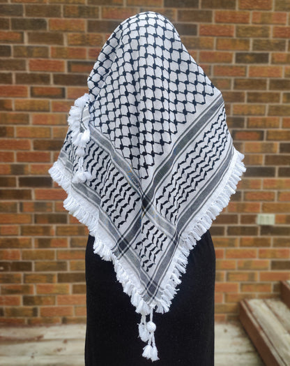 Royal Kufiya (Keffiyeh) | White Handmade Tassels