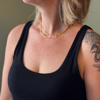 Long Chainlink Necklace with Enamel