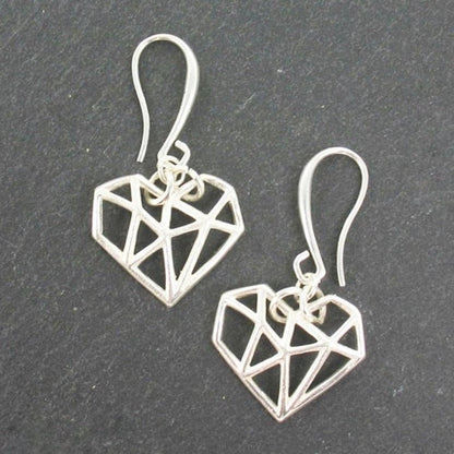 Heart Charm Earrings In Silver Plate
