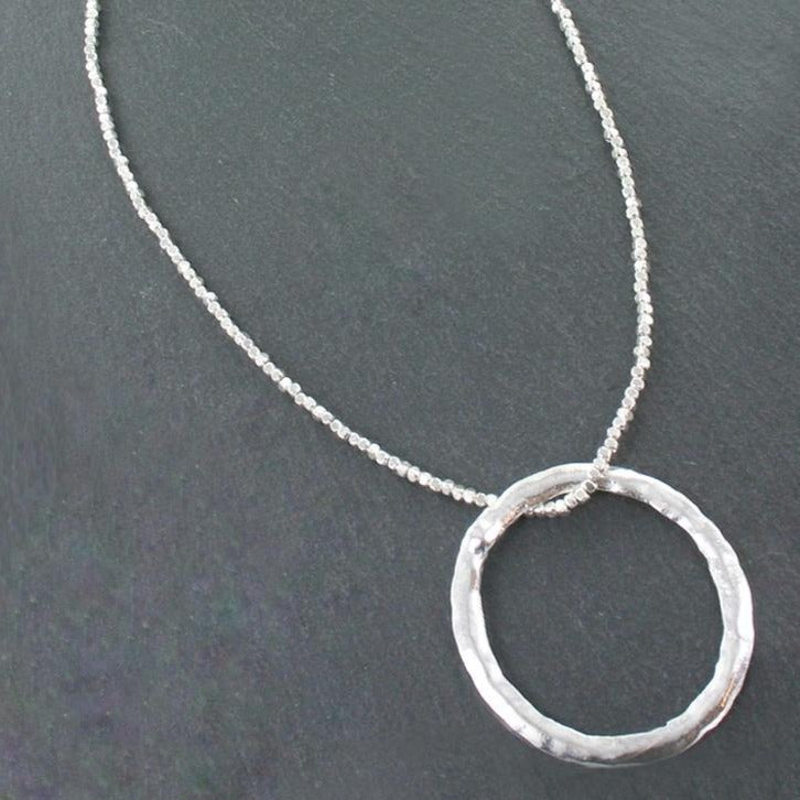 Open Ring Necklace In Silver Plate