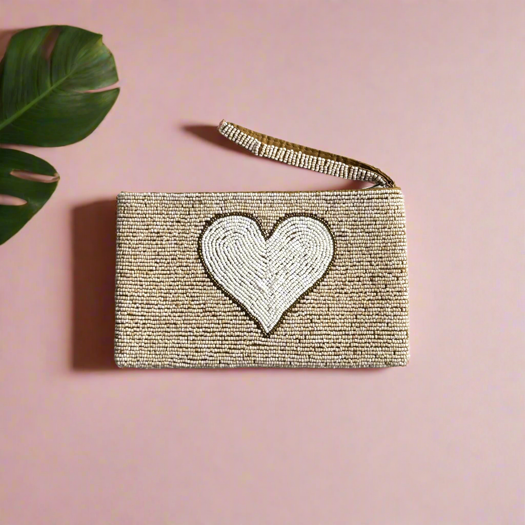 Beaded Heart Clutch