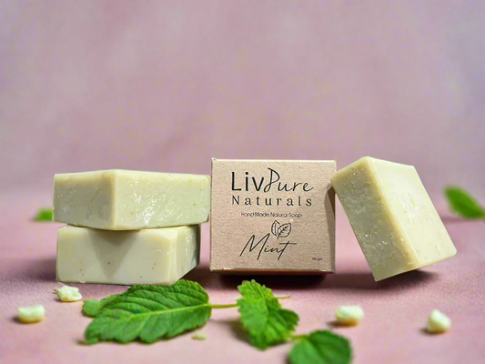 Savon en pain Menthe-Huile d'olive | Menthe verte rafraîchissante et Barre de plantes biologiques | Détox naturelle, Peaux grasses rafraîchies