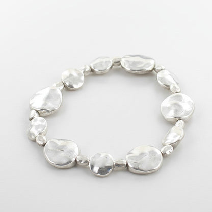 Beaten Disc Bracelet In Silver Plate