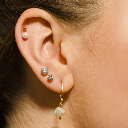 REIGN Gold:  3-Pair Zirconia Earrings Stud Set