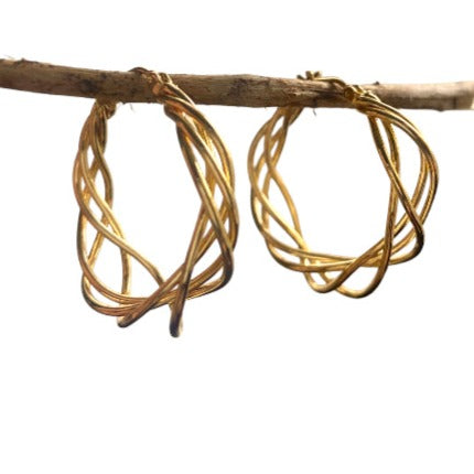 Boucles d'oreilles créoles torsadées - Plaqué or