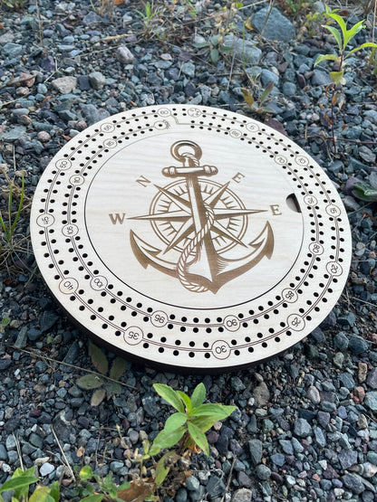 2-Player Round Cribbage Board with Peg Storage