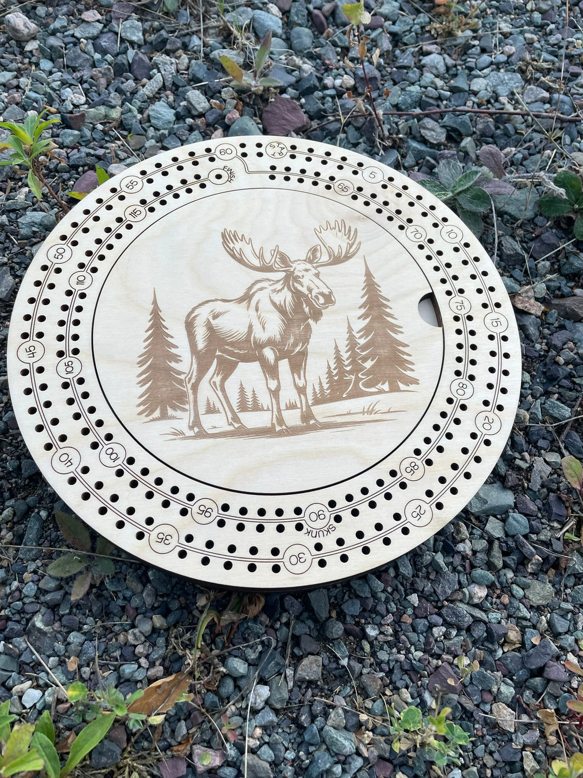 2-Player Round Cribbage Board with Peg Storage