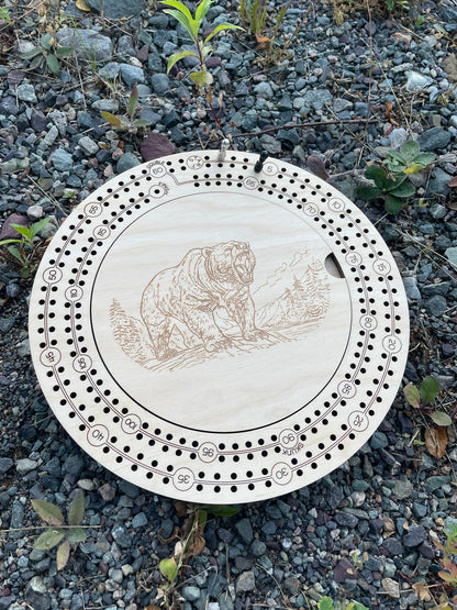 2-Player Round Cribbage Board with Peg Storage
