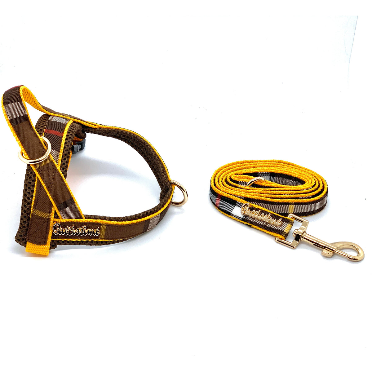 Medallion dog leash with hands-free extension