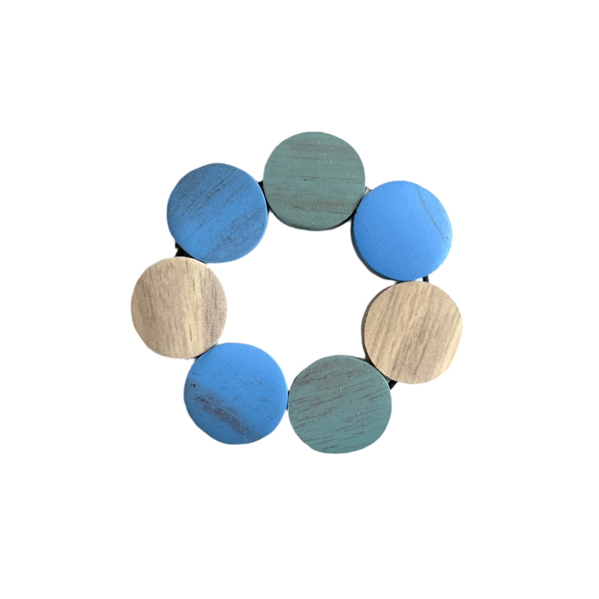 Bracelet élastique en disques de bois